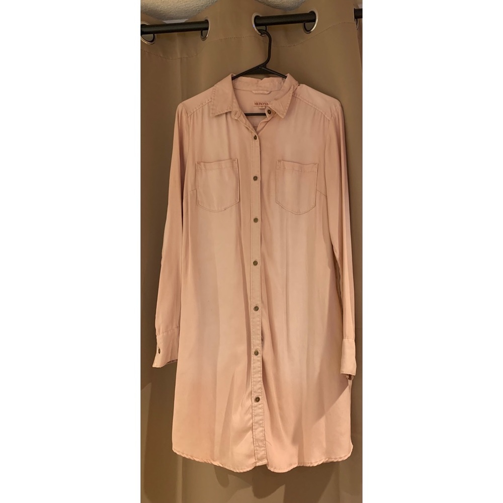Light pink buttoned down t-shirt dress